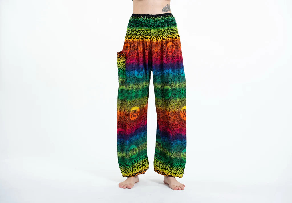 Rainbow in Green Elephant Unisex Pants, Thailand