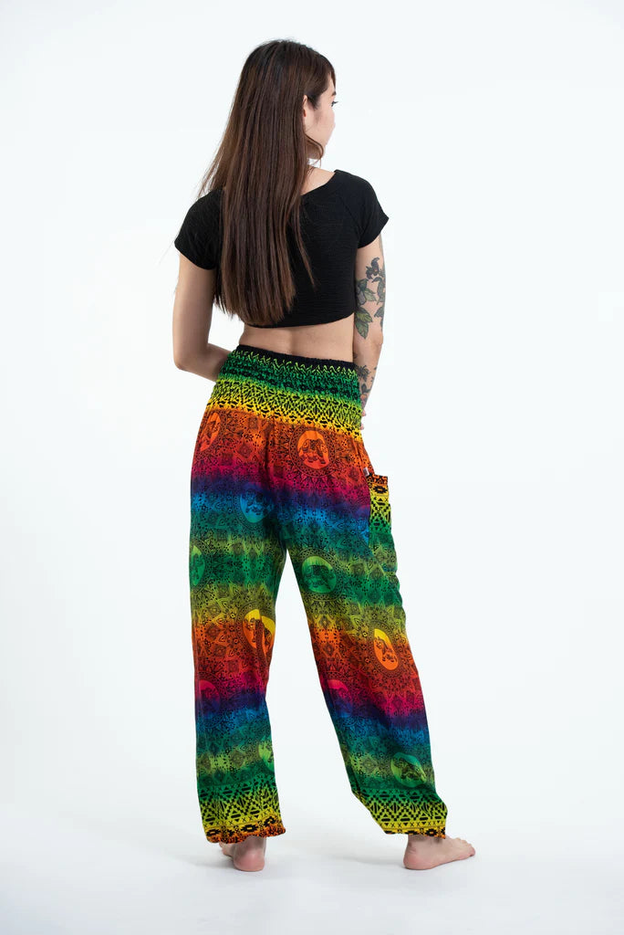 Rainbow in Green Elephant Unisex Pants, Thailand