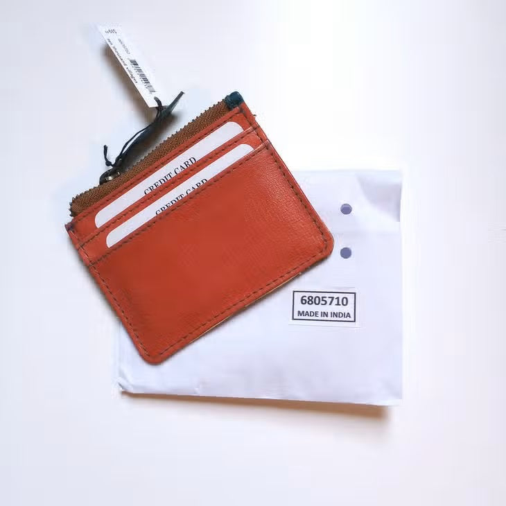 Striped Zip Leather Card Case, India