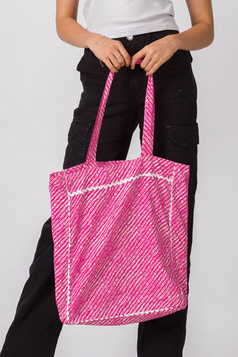 Cotton Fabric Tote Bags: Fuchsia, India