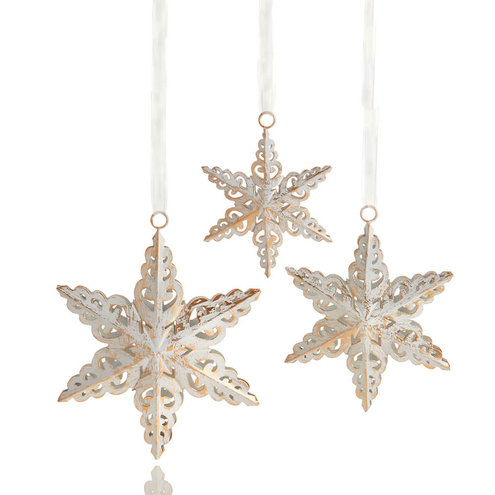 Antique White Snowflake Ornament Set, India