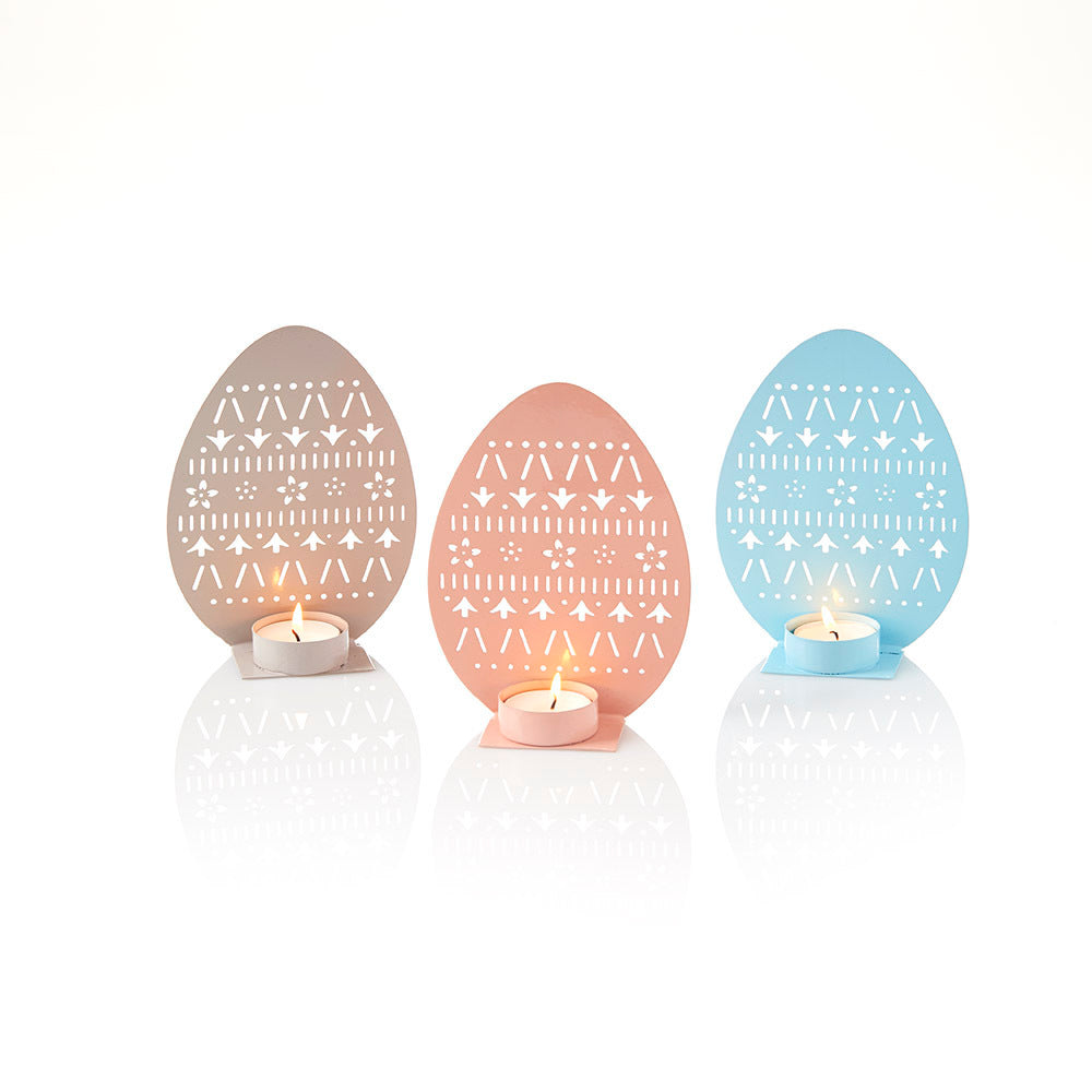 Easter Egg Tea Light Holders - Set of 3, India