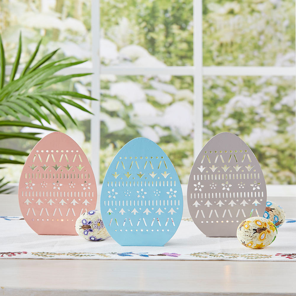 Easter Egg Tea Light Holders - Set of 3, India