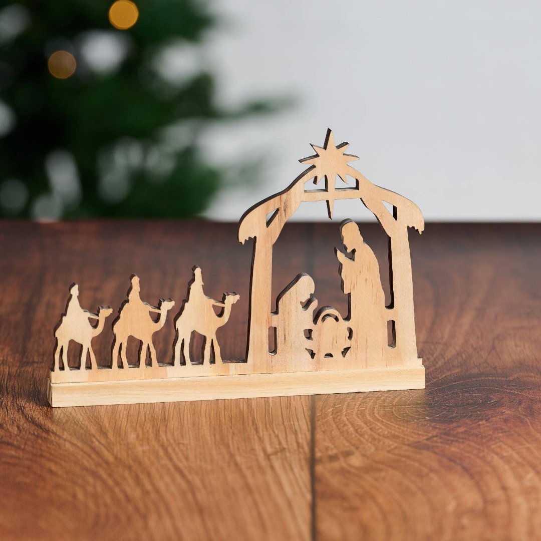 Wood Nativity - Wisemen Pine, India