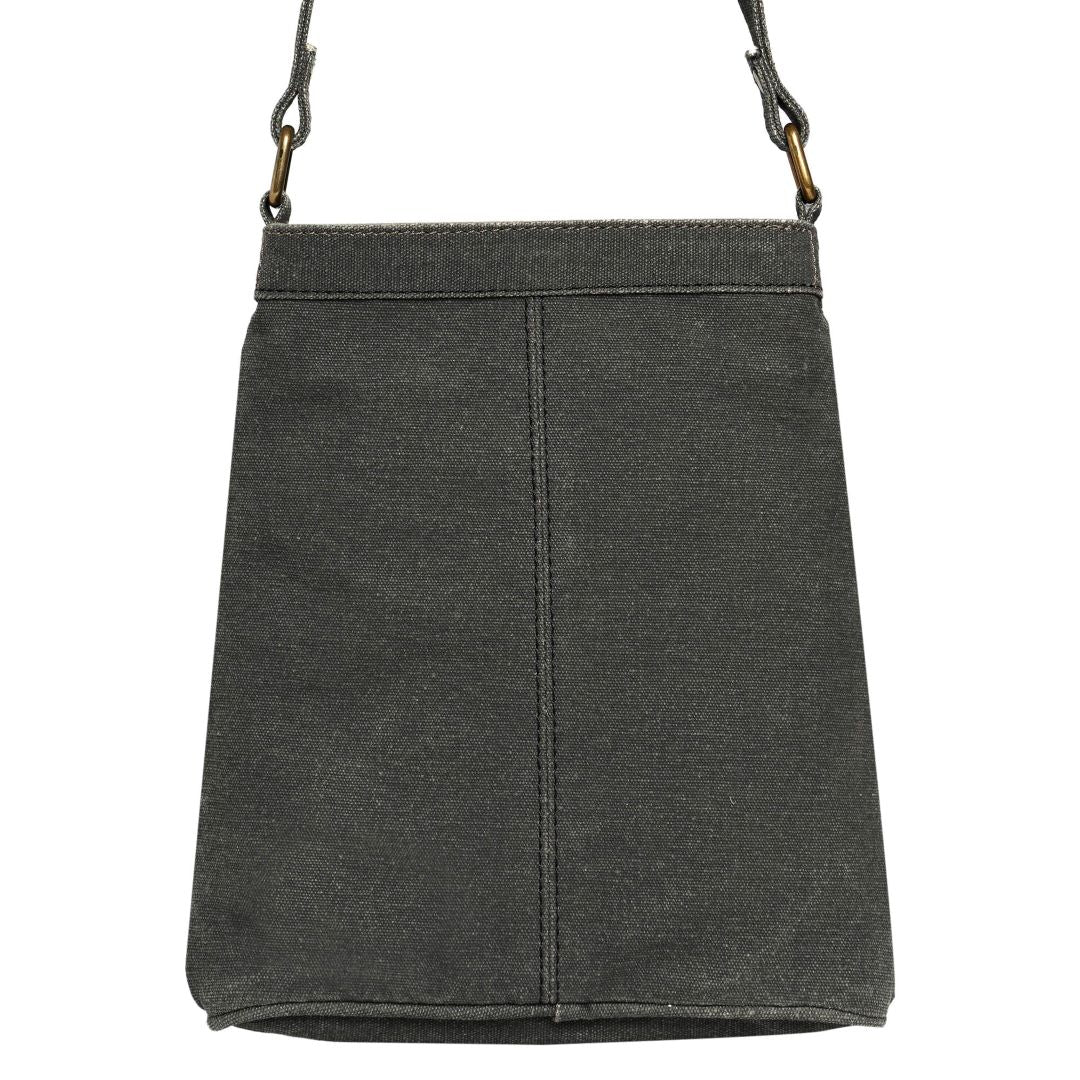 Crossbody Bag, Black Grey Canvas (ORIGINAL LEATHER), India