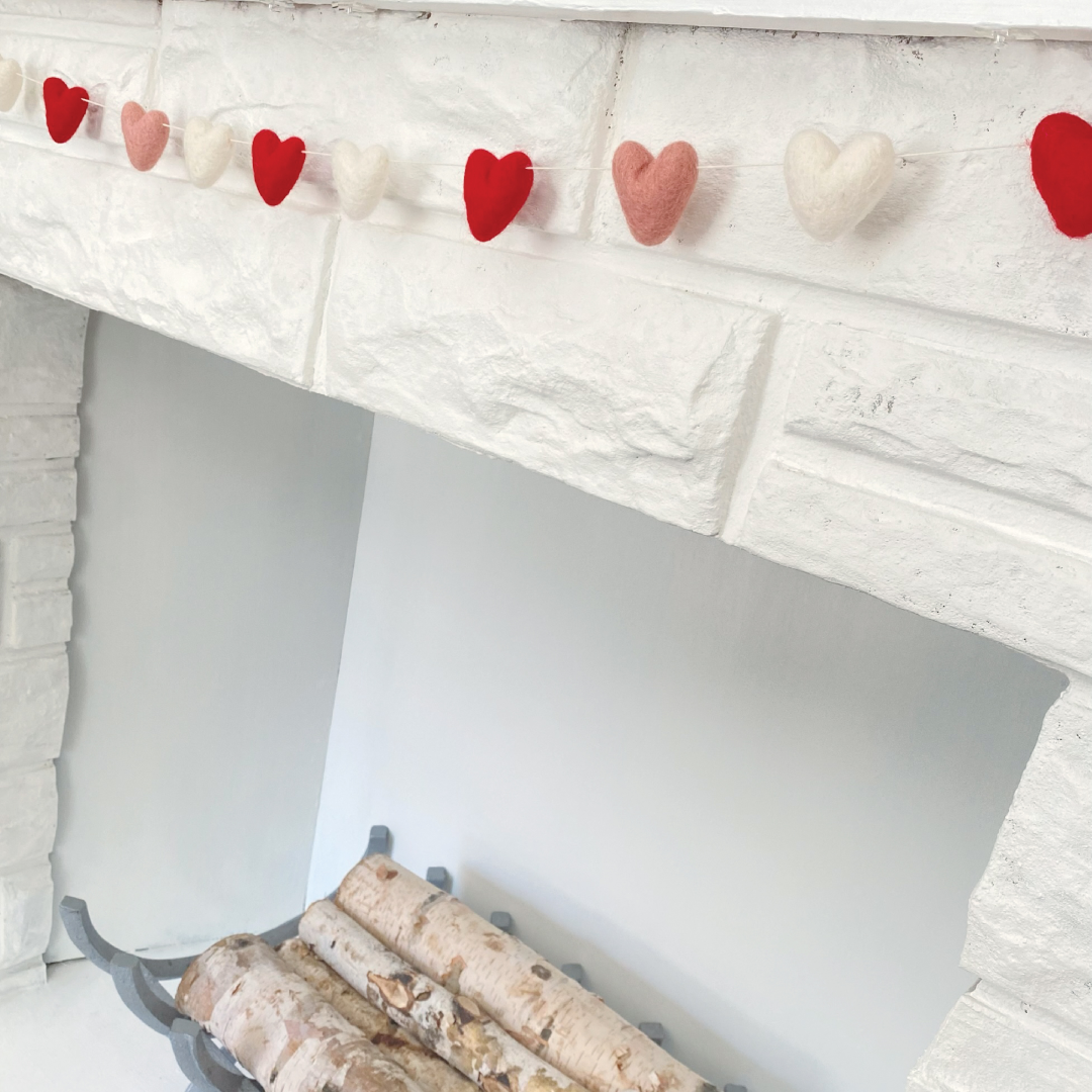 Heart Garland - Red Pink & White: 3 ft., New Zealand