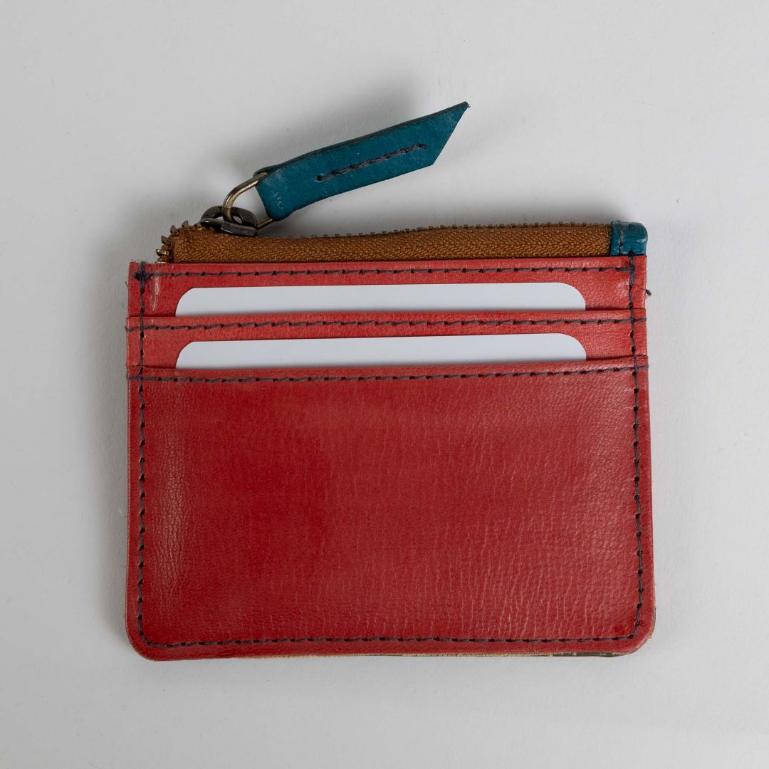 Striped Zip Leather Card Case, India