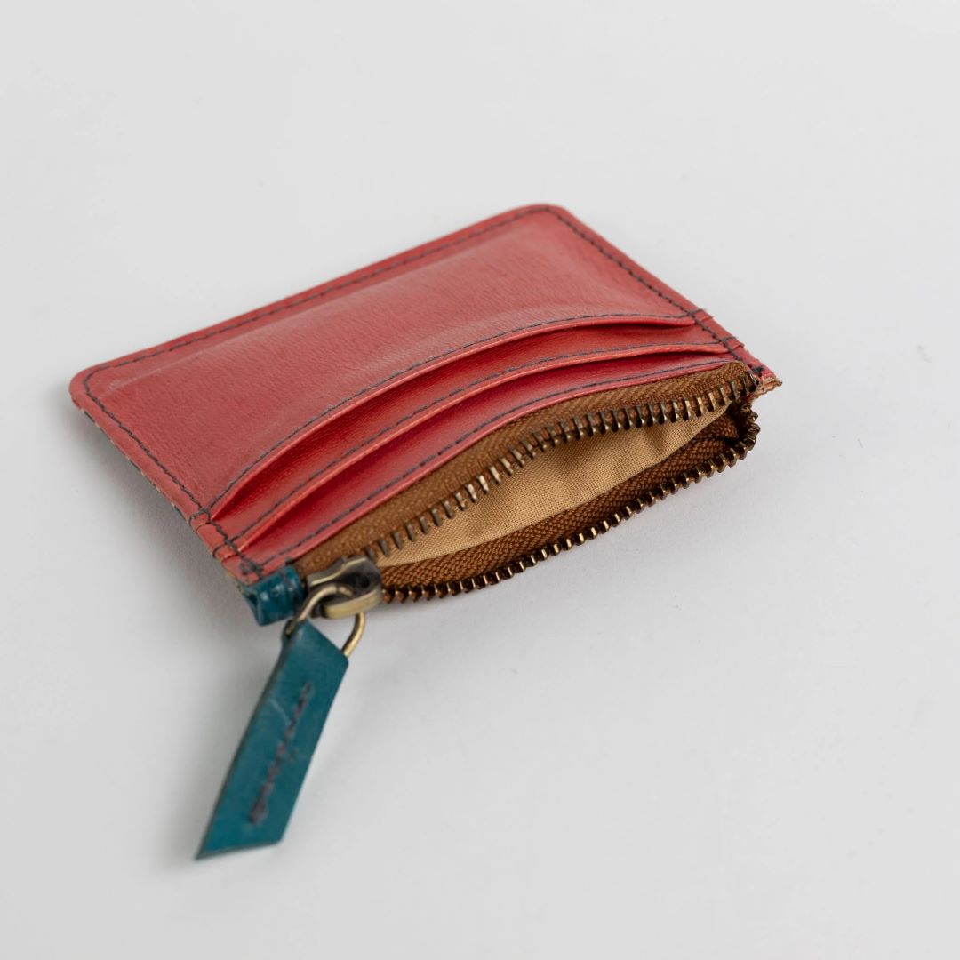 Striped Zip Leather Card Case, India