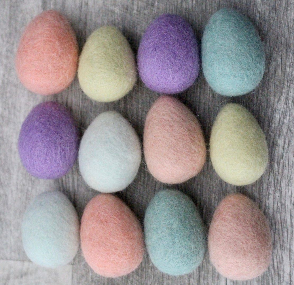 Felt eggs - Pastel Collection- Packs of 6, Nepal