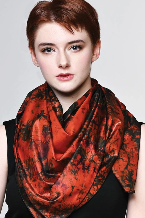 Silk Sari Scarf / Orange, India