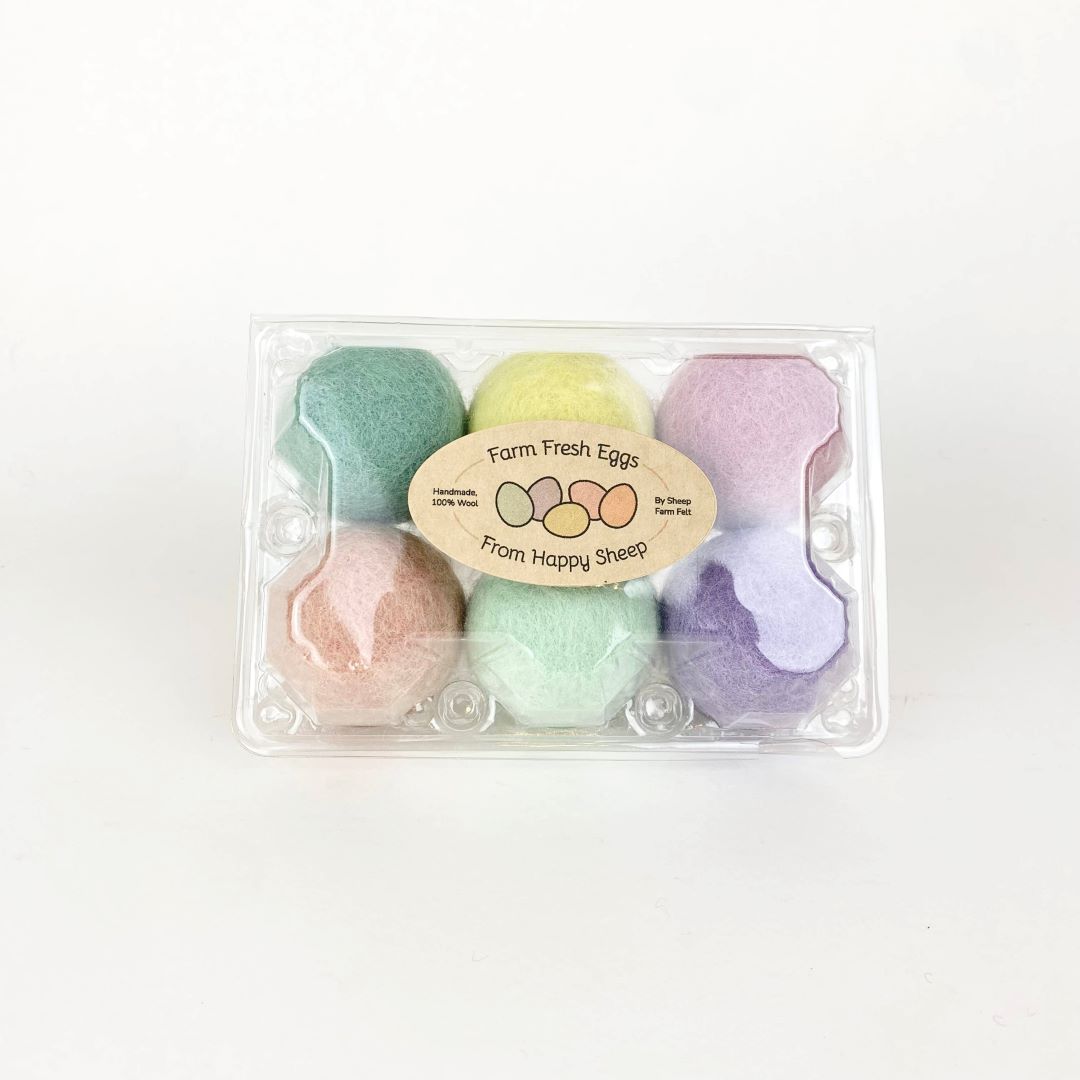 Felt eggs - Pastel Collection- Packs of 6, Nepal