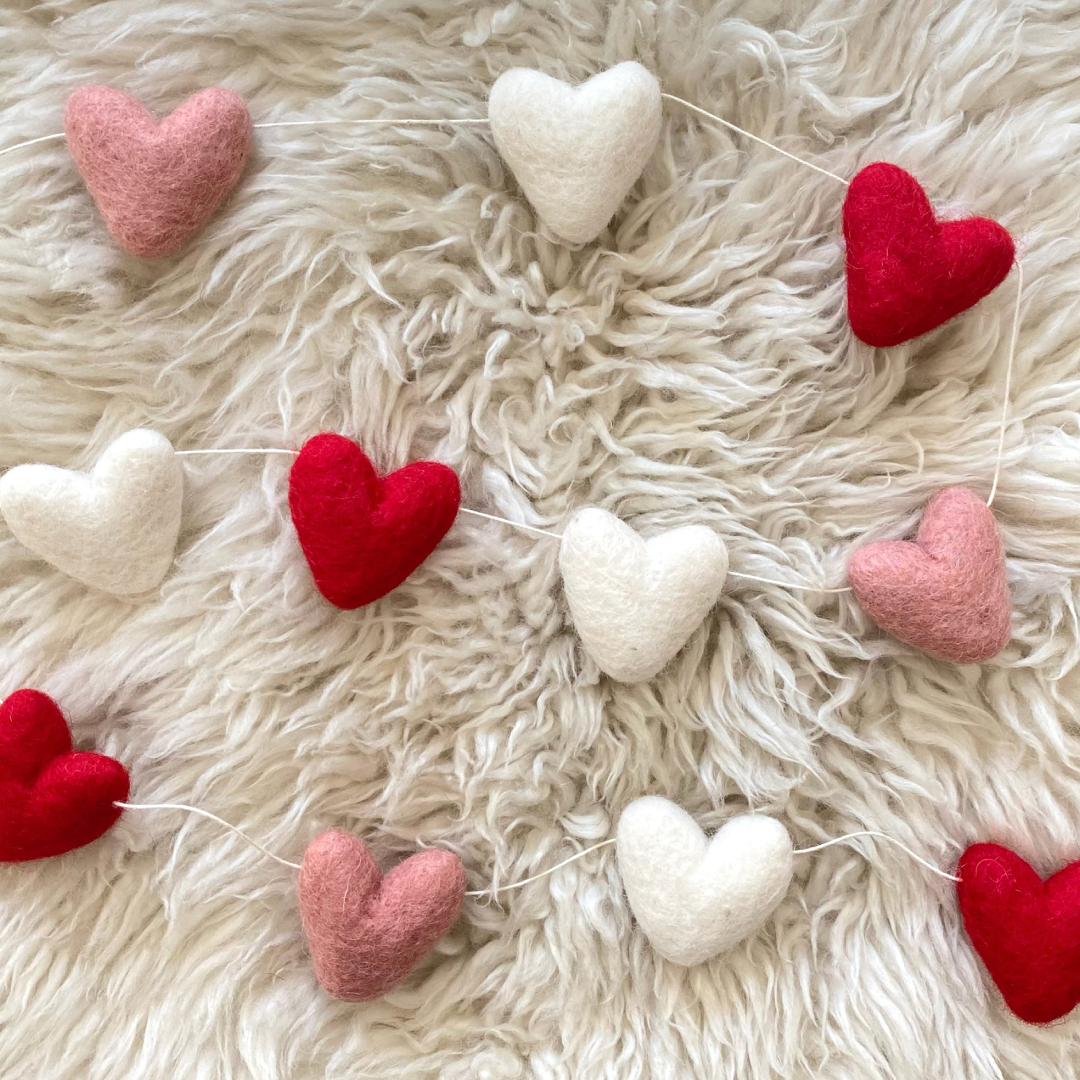 Heart Garland - Red Pink & White: 3 ft., New Zealand