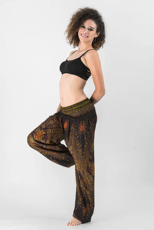 Peacock Eye in Brown / Unisex Harem Pants, Thailand