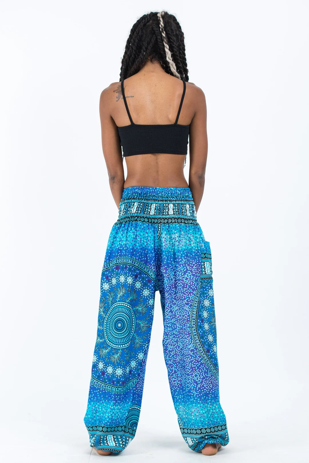 Tribal Chakras Women's Harem Pants in Blue, Thailand