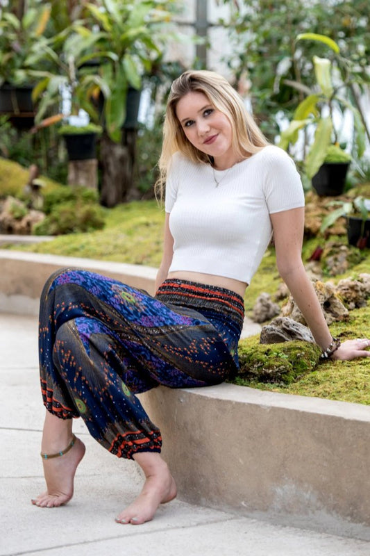 Peacock Eye in Navy / Unisex Harem Pants, Thailand