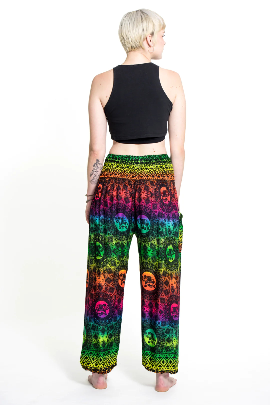 Rainbow in Green Elephant Unisex Pants, Thailand