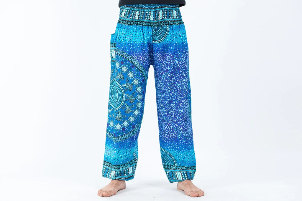 Tribal Chakras Women's Harem Pants in Blue, Thailand