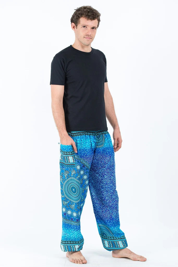 Tribal Chakras Women's Harem Pants in Blue, Thailand