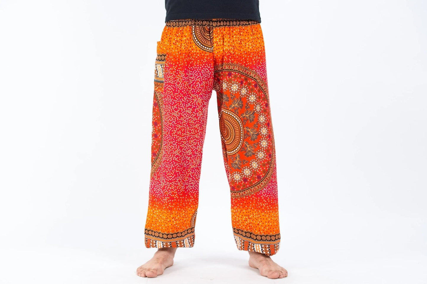 Tribal Chakras Women's Harem Pants in Orange, Thailand