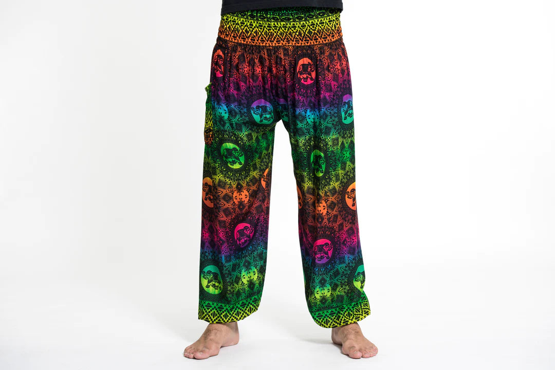 Rainbow in Green Elephant Unisex Pants, Thailand