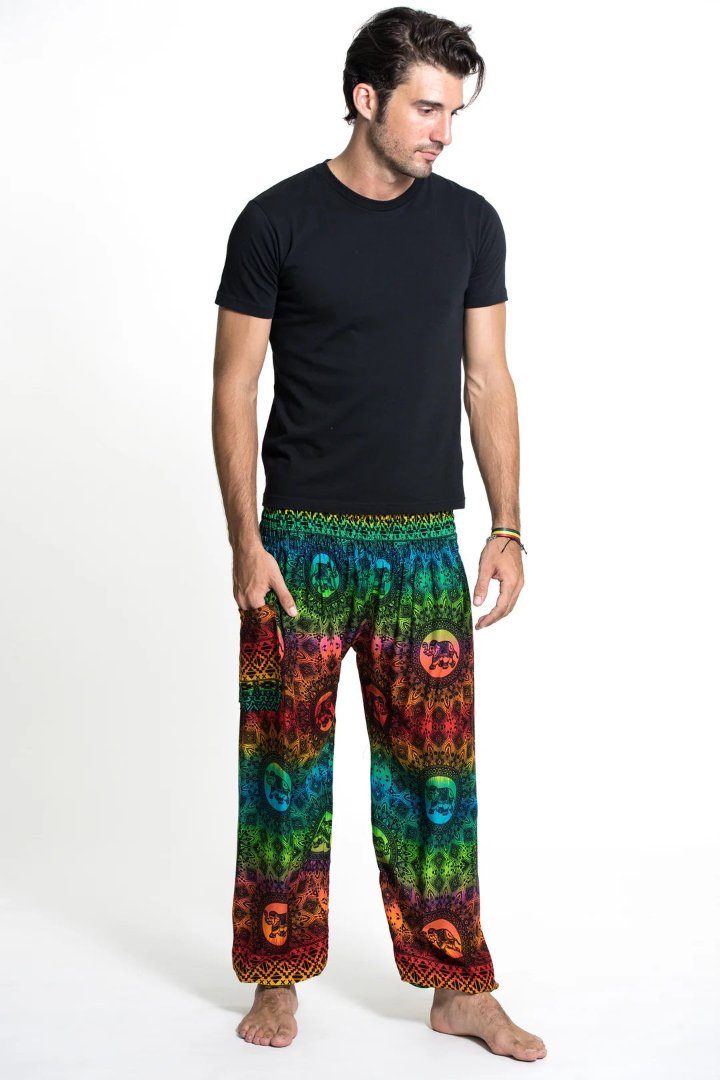 Rainbow in Orange / Elephant Unisex Pants, Thailand