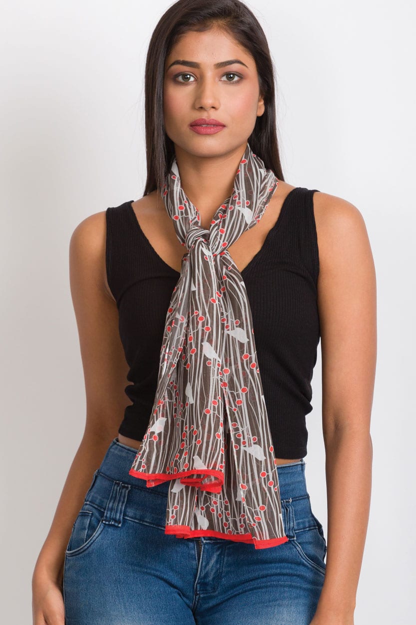 Cupro Scarf / Birds Sahila, India