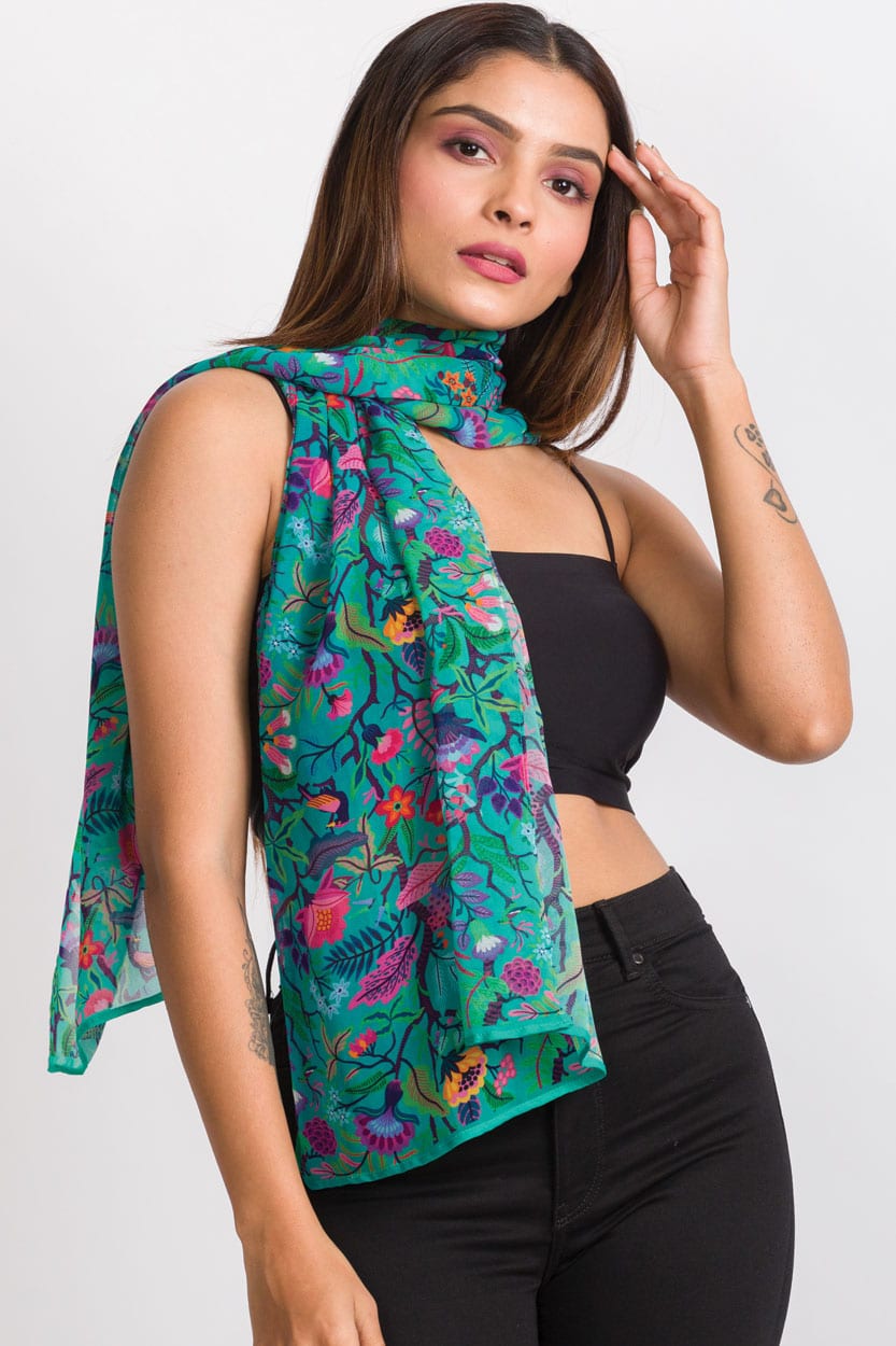 Cupro Scarf / Green Sahila, India