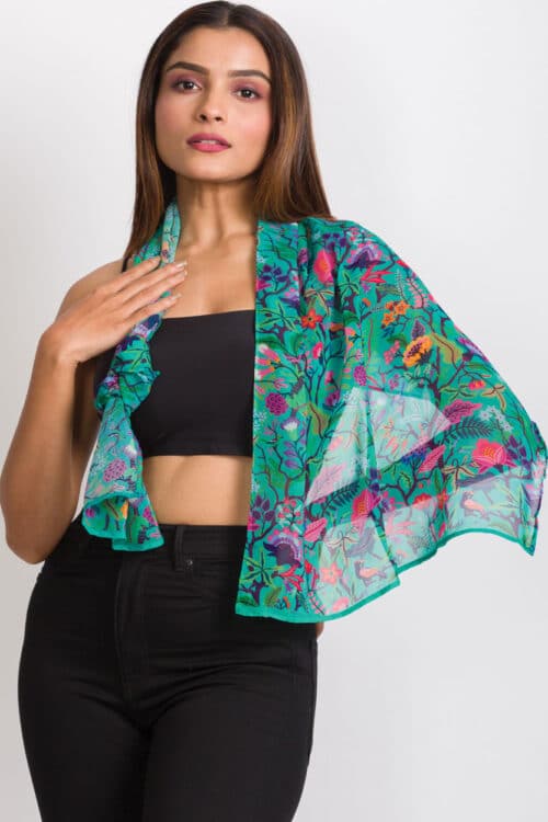 Cupro Scarf / Green Sahila, India