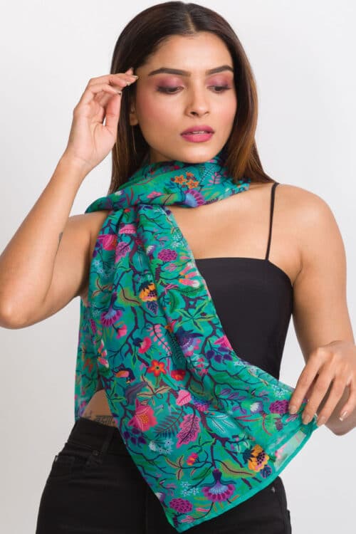 Cupro Scarf / Green Sahila, India