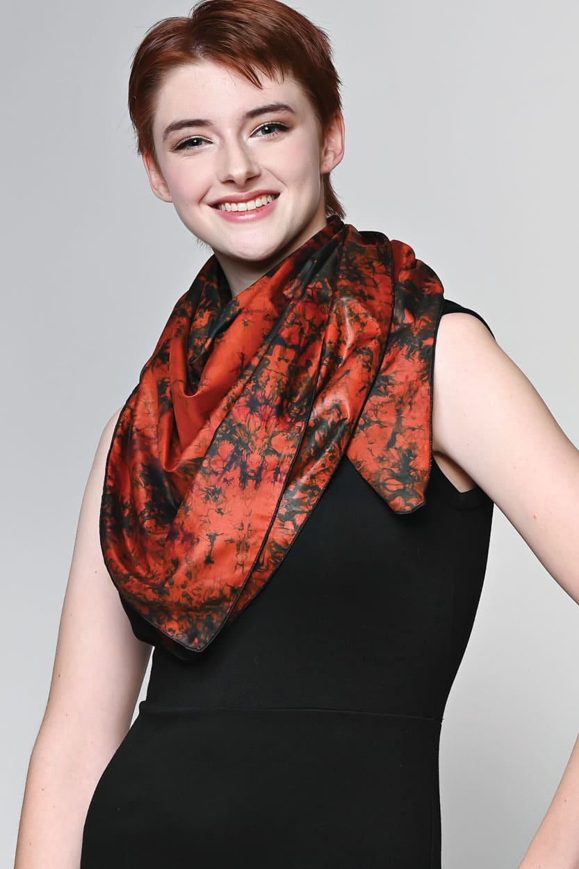 Silk Sari Scarf / Orange, India