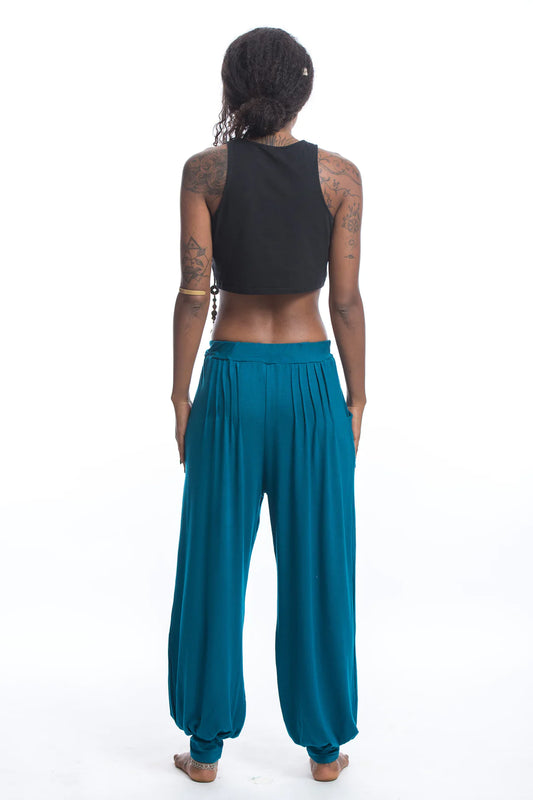 Spandex Cotton Harem Pant - Solid Blue, Thailand