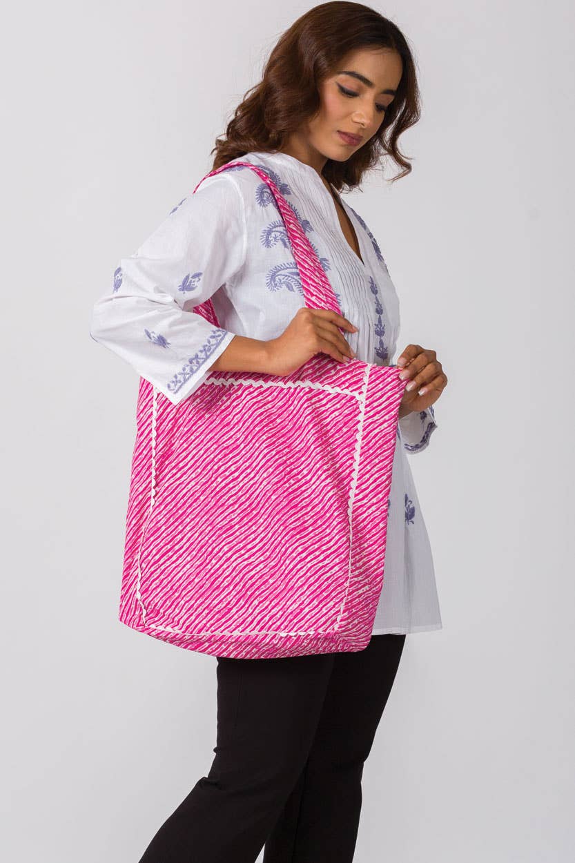 Cotton Fabric Tote Bags: Fuchsia, India