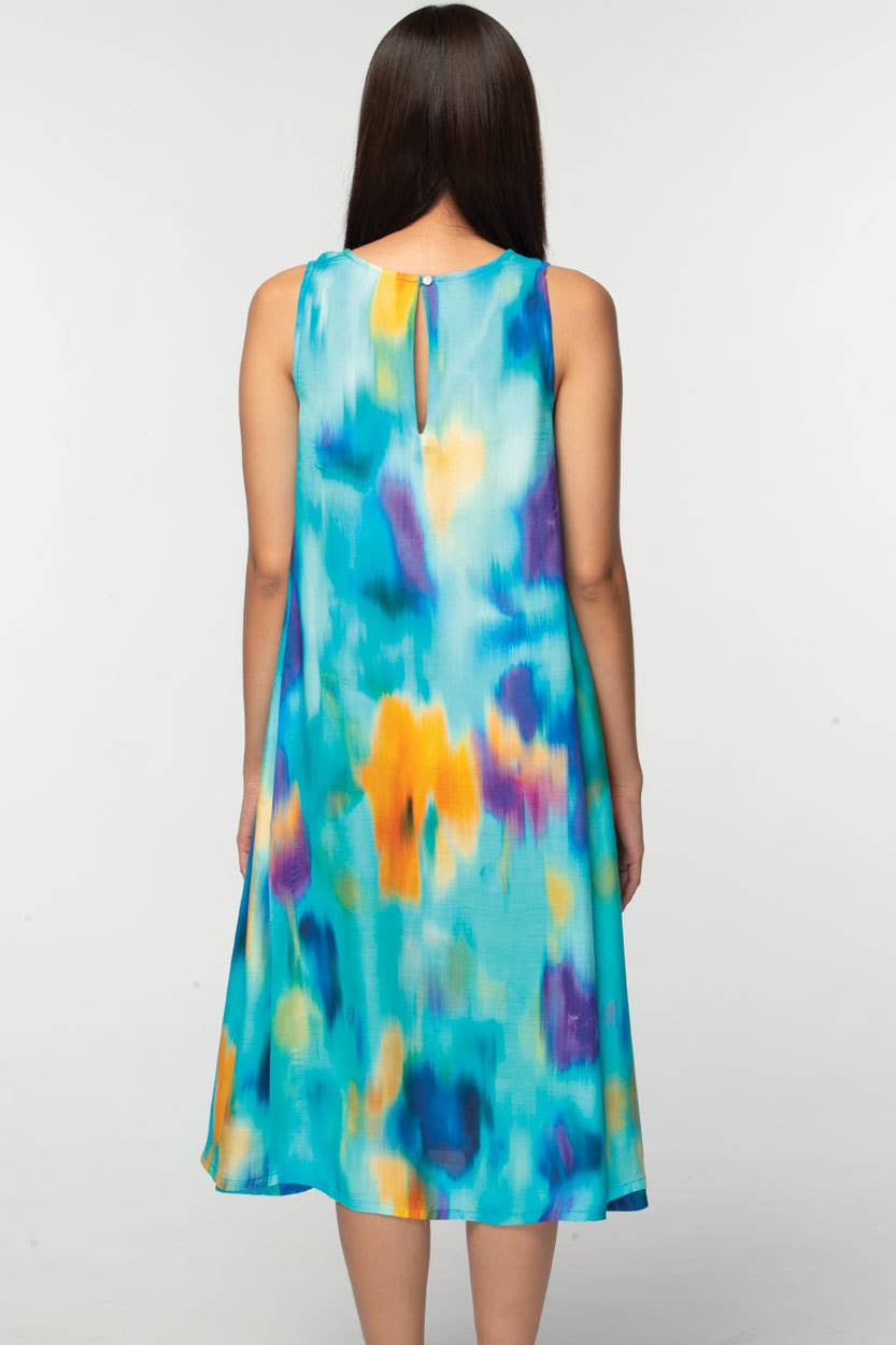 Aisha Cupro Dress:  Turquoise Multi