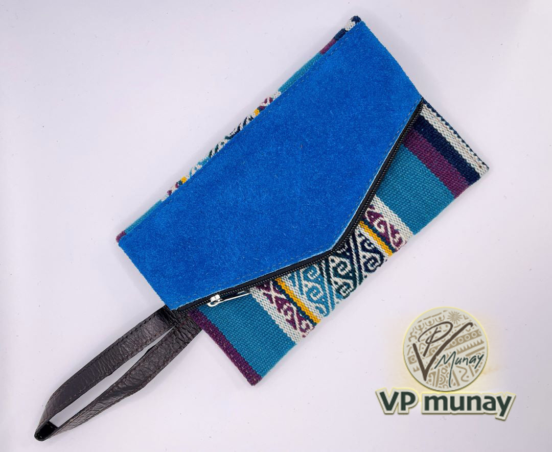 Aguayo and Suede Clutch, Bolivia - Light Blue