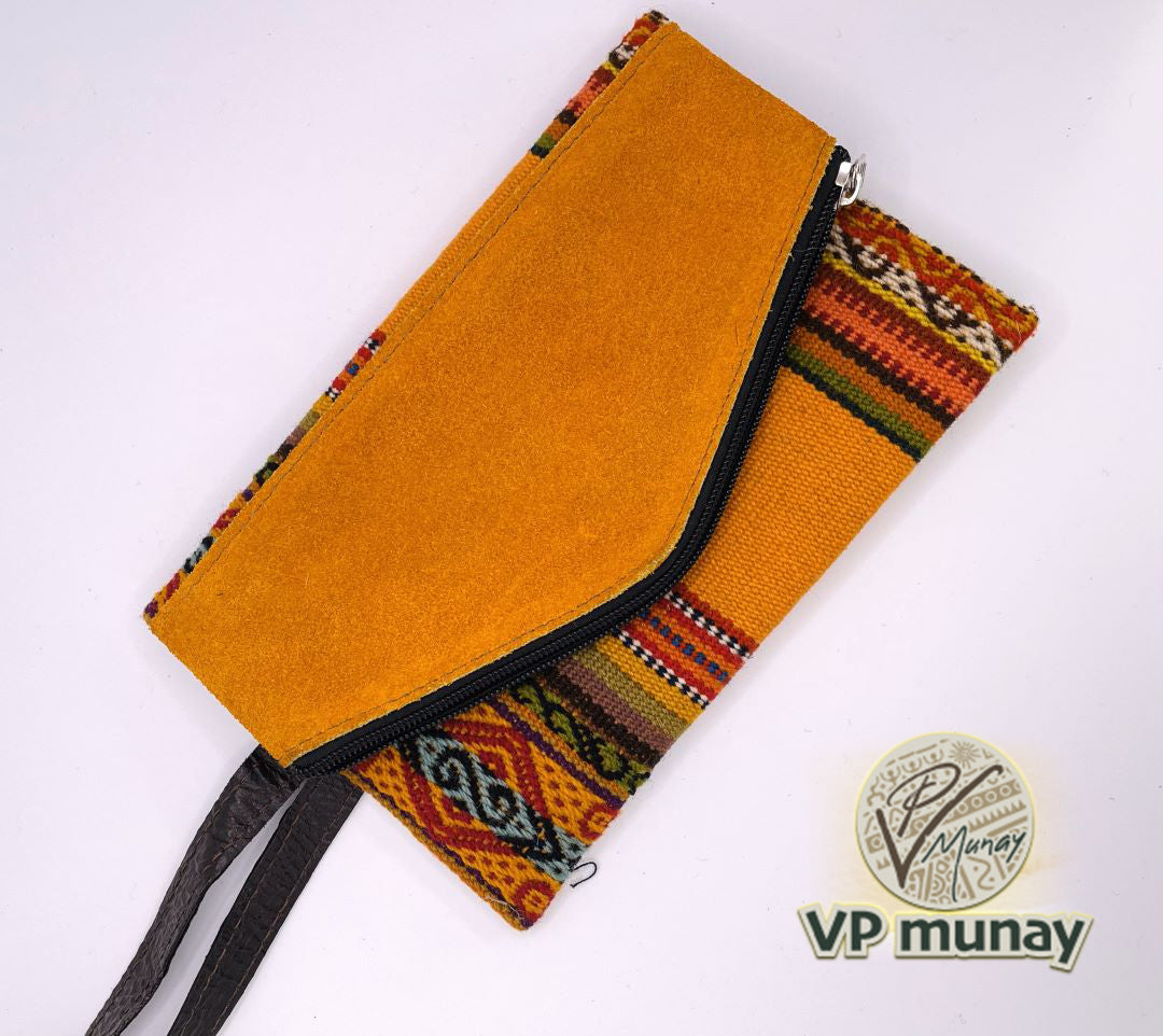 Aguayo and Suede Clutch, Yellow, Bolivia