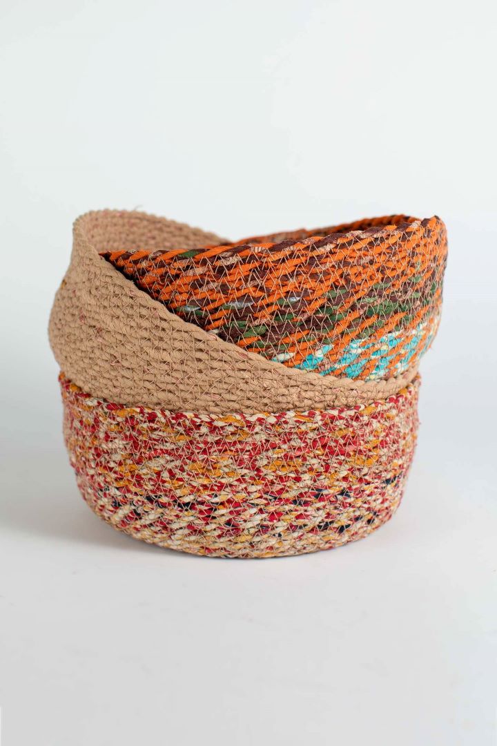 Swirling Sari Basket (Lg), Bangladesh