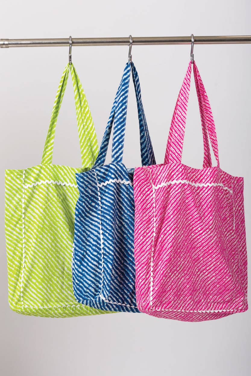 Cotton Fabric Tote Bags: Blue, India