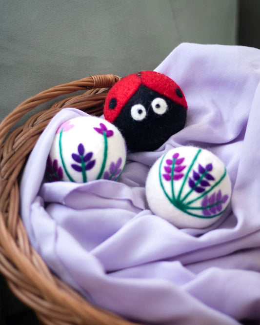 Eco Dryer Balls - Lavender Fields Set of 3,  LADYBUG with bag, New Zealand