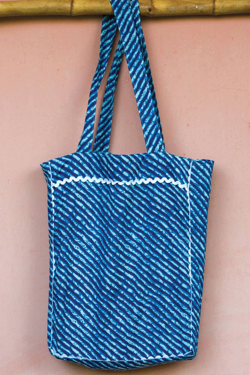 Cotton Fabric Tote Bags: Blue, India