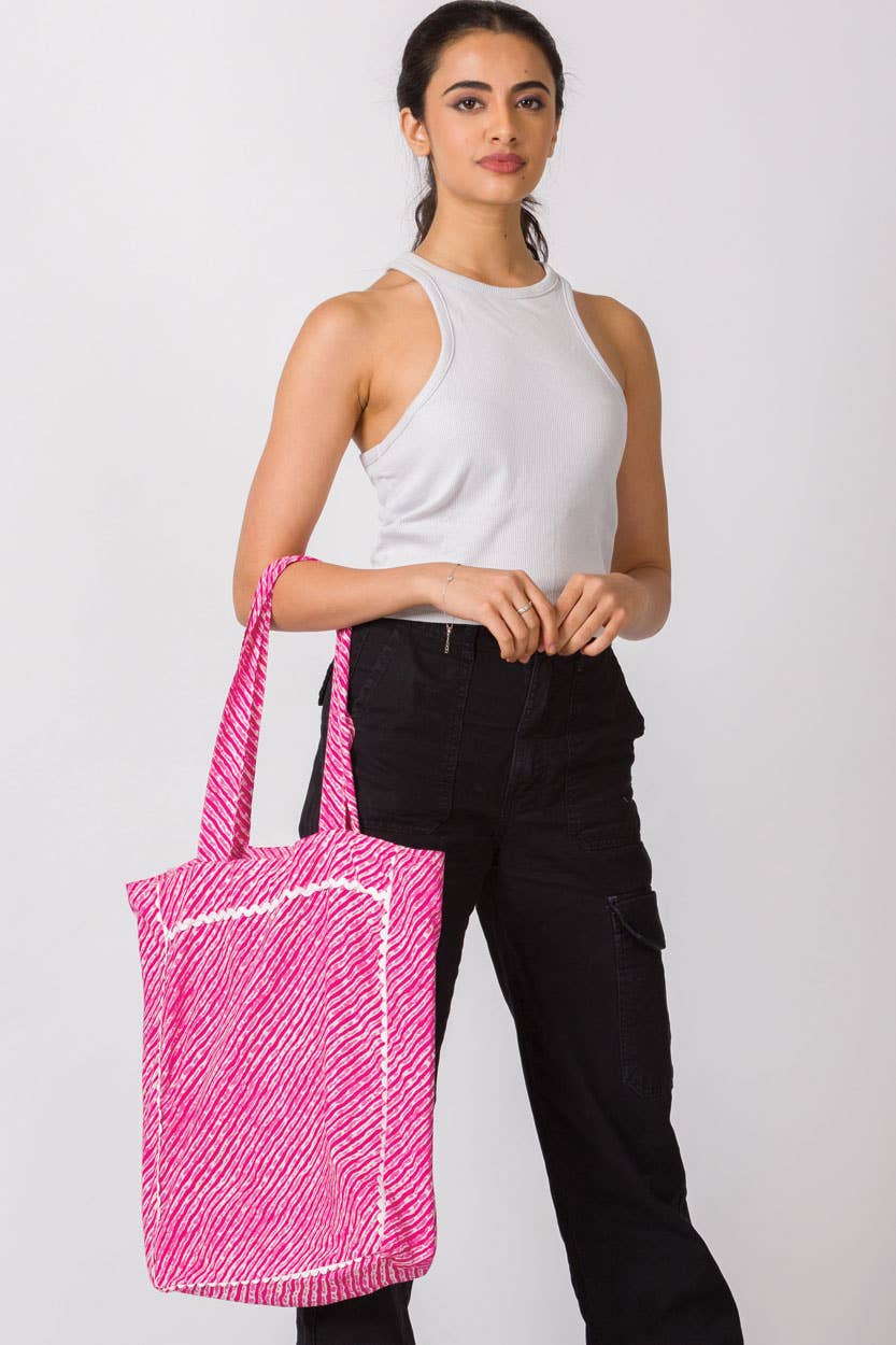 Cotton Fabric Tote Bags: Fuchsia, India