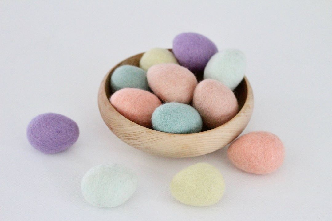 Felt eggs - Pastel Collection- Packs of 6, Nepal