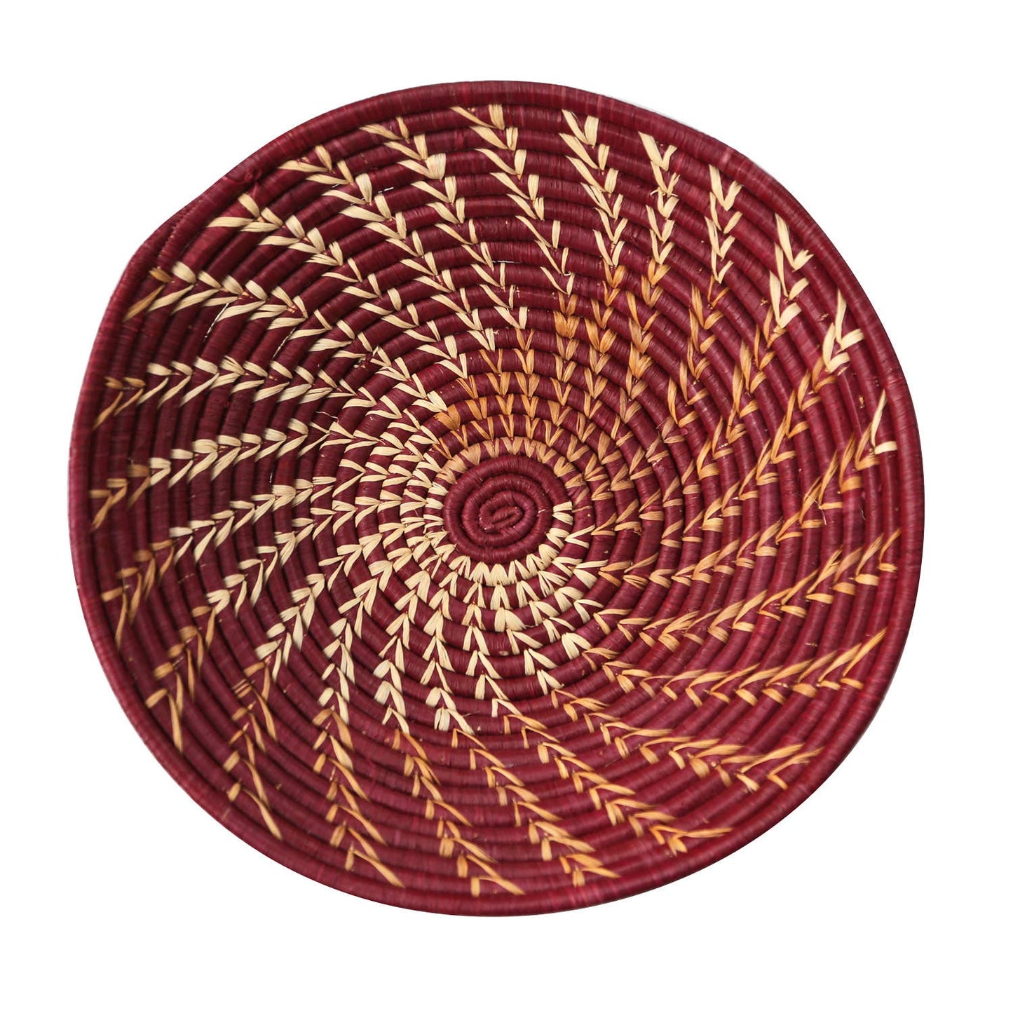 Raffia Basket - Burgundy Twist, Uganda