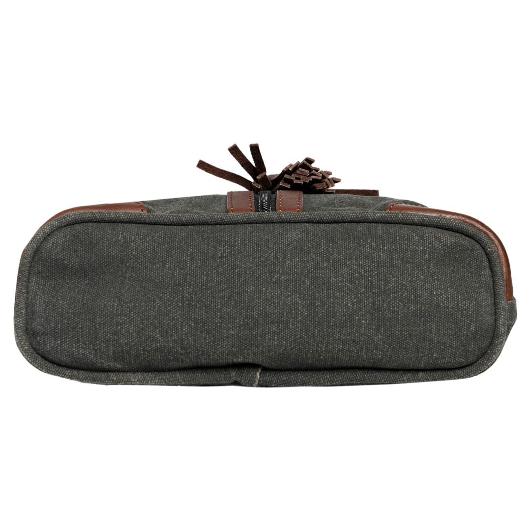 Crossbody Bag, Black Grey Canvas (ORIGINAL LEATHER), India