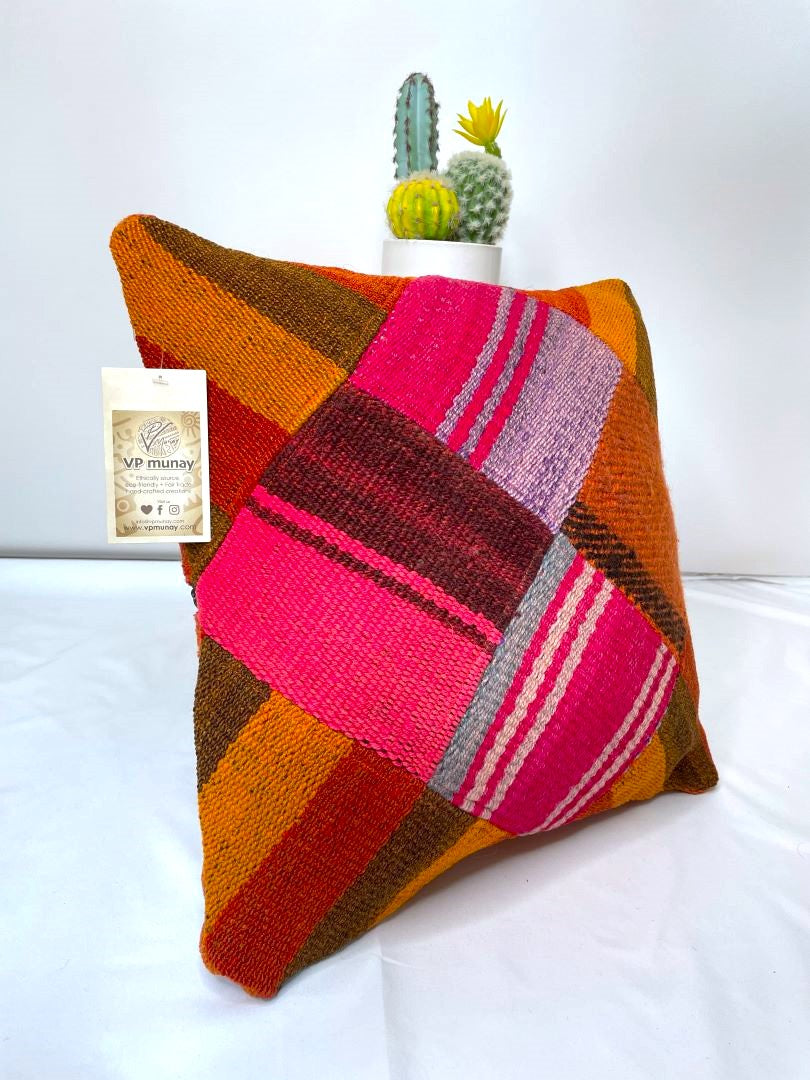 Throw Pillowcase, Aguayo's Cushion Cover, Multicolor, Bolivia/Peru