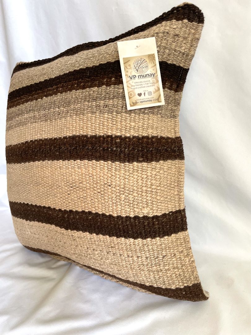 2 Throw Pillowcase, Aguayo's pillowcase, Natural and Black, Bolivia/Peru