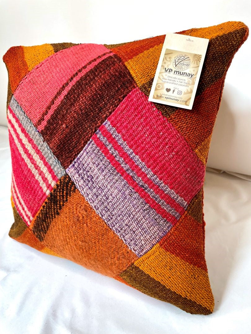 Throw Pillowcase, Aguayo's Cushion Cover, Multicolor, Bolivia/Peru