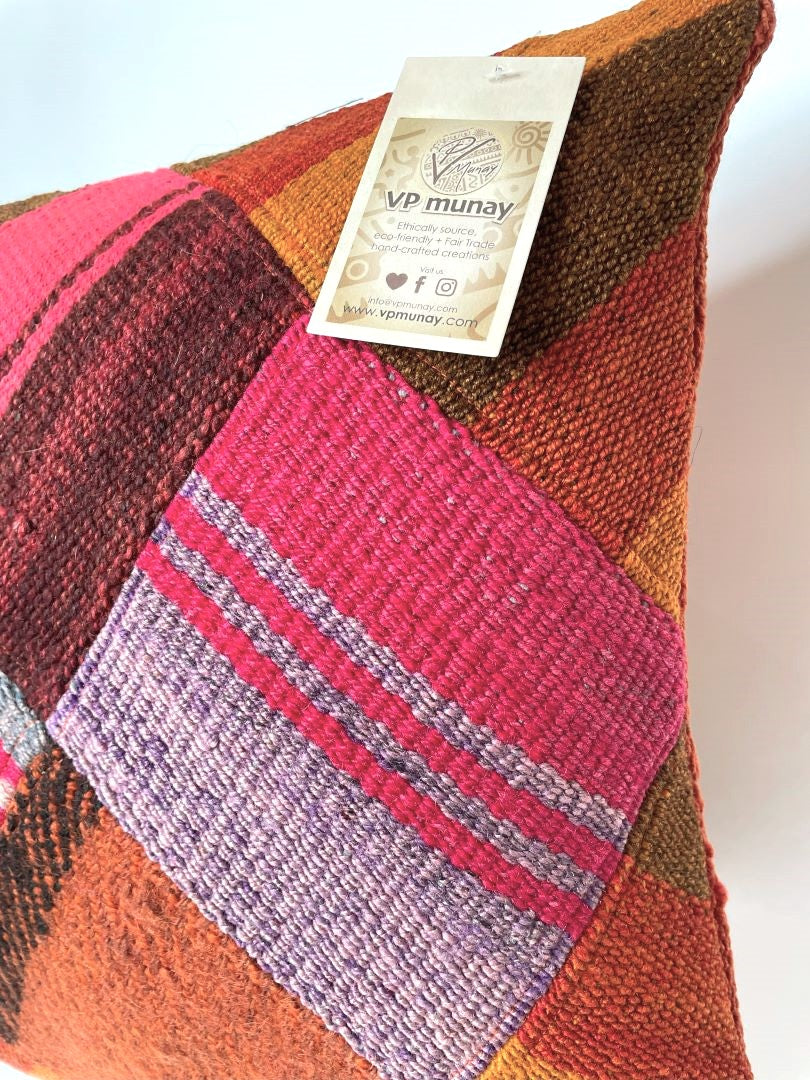 Throw Pillowcase, Aguayo's Cushion Cover, Multicolor, Bolivia/Peru