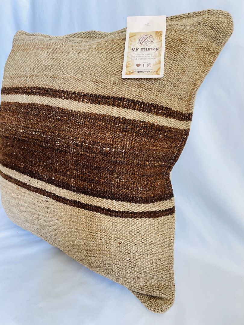 2 Throw Pillowcase, Aguayo's Cushion Covers, Natural and Black, Bolivia/Peru