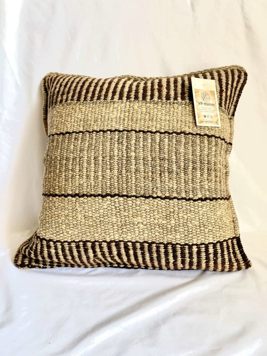 Throw Pillowcase, Aguayo's Cushion Cover, Natural and Black, Bolivia/Peru