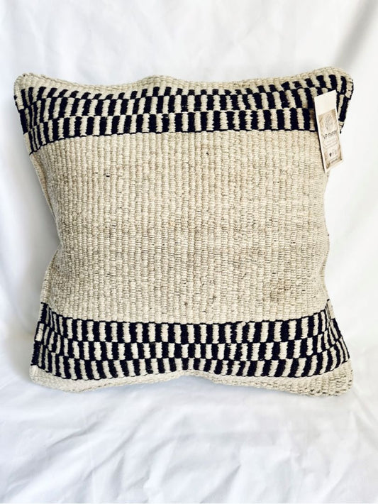 Throw Pillowcase, Aguayo's Cushion Cover, Natural and Black, Bolivia/Peru